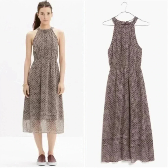 Madewell Diamond Tile Halter Midi Dress - Picture 1 of 5